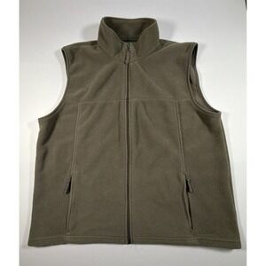 LL Bean Fleece Vest Mens XL Regular Fit Full Zip Mock Neck Gray